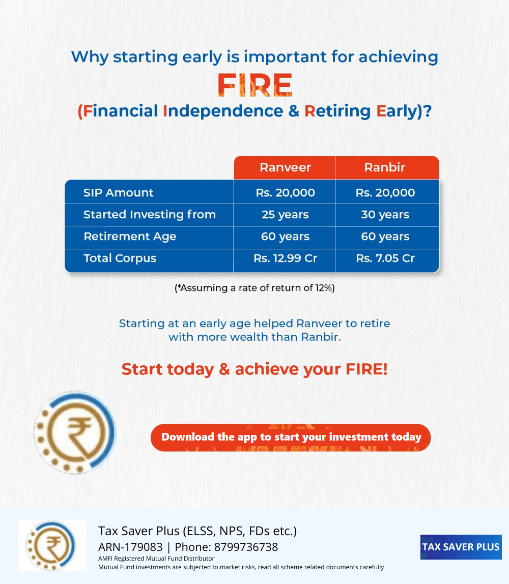 Start investing today & achieve your FIRE! | www.taxsaverplus.in